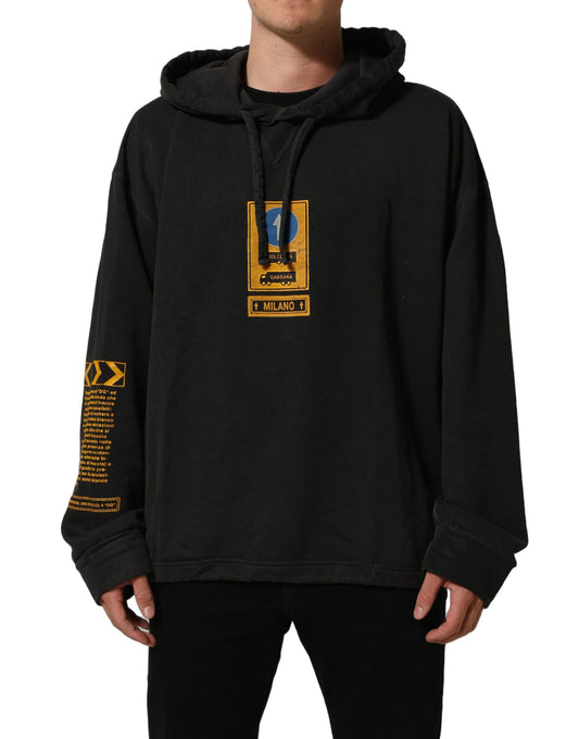 Dolce & Gabbana Men's Regular Fit Oversized Cotton Sweatshirt Hoodie - Black