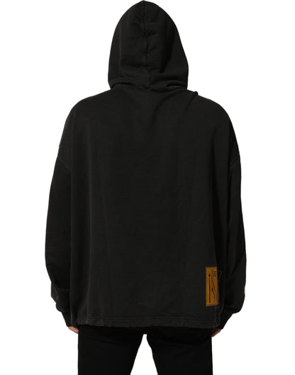 Dolce & Gabbana Men's Regular Fit Oversized Cotton Sweatshirt Hoodie - Black