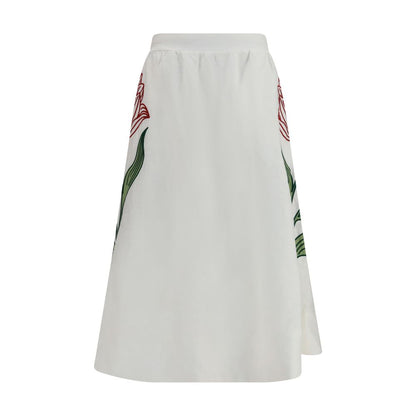 FARM RIO White Linen Midi Skirt