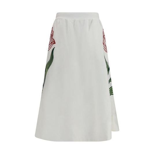 FARM RIO White Linen Midi Skirt