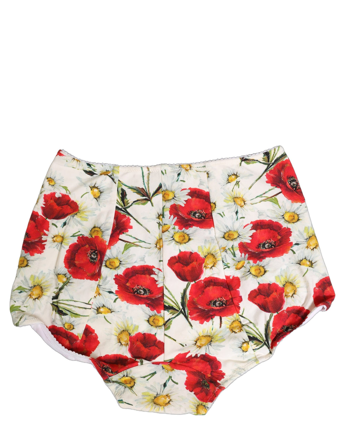Dolce & Gabbana Poppy Women's High Rise Stretch Nylon Panties - White Floral Print