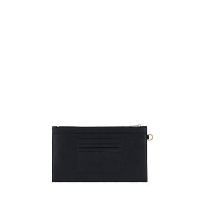 Quilted Clutch Handbag by Saint Laurent for women in bos taurus calf leather black, gold & signature features a architectural silhouette, showcasing a secure zipper, ample , and versatile for a architectural finish.
