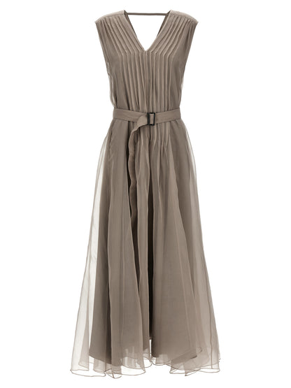 Brunello Cucinelli Beige Silk Long Dress