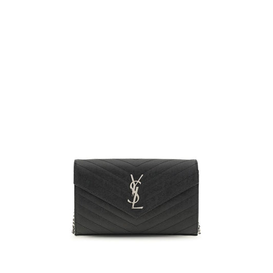 Saint Laurent The Monogram Bos Taurus Calf Leather Cardholder Wallet - Black Silver Monogram