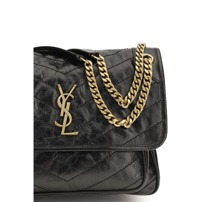 2-in-1 Shoulder & Crossbody Flap Bag by Saint Laurent for women in bos taurus calf leather black, chevron & signature features a effortless sophistication silhouette, secured by a flap with ample built-in-compartments and versatile crossbody-strap & shoulder-strap for a effortless sophistication finish.