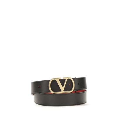 Valentino Garavani Black Calf Leather Bos Taurus Regular Belt