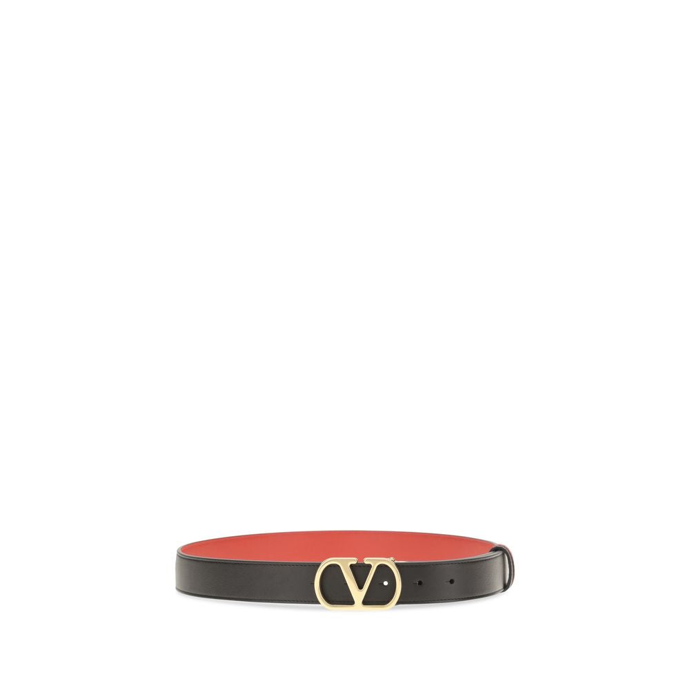 Valentino Garavani Black Calf Leather Bos Taurus Regular Belt