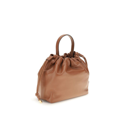 Shoulder Drawstring Bag by Chloé for women in lamb leather brown features a stately silhouette, showcasing a secure drawstring, ample , and stately shoulder-strap & handle for a stately finish.