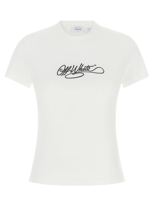 T-Shirt by Off-White for women in cotton white features a plush silhouette, showcasing a sophisticated crew neckline and short-sleeve for a truly plush finish.