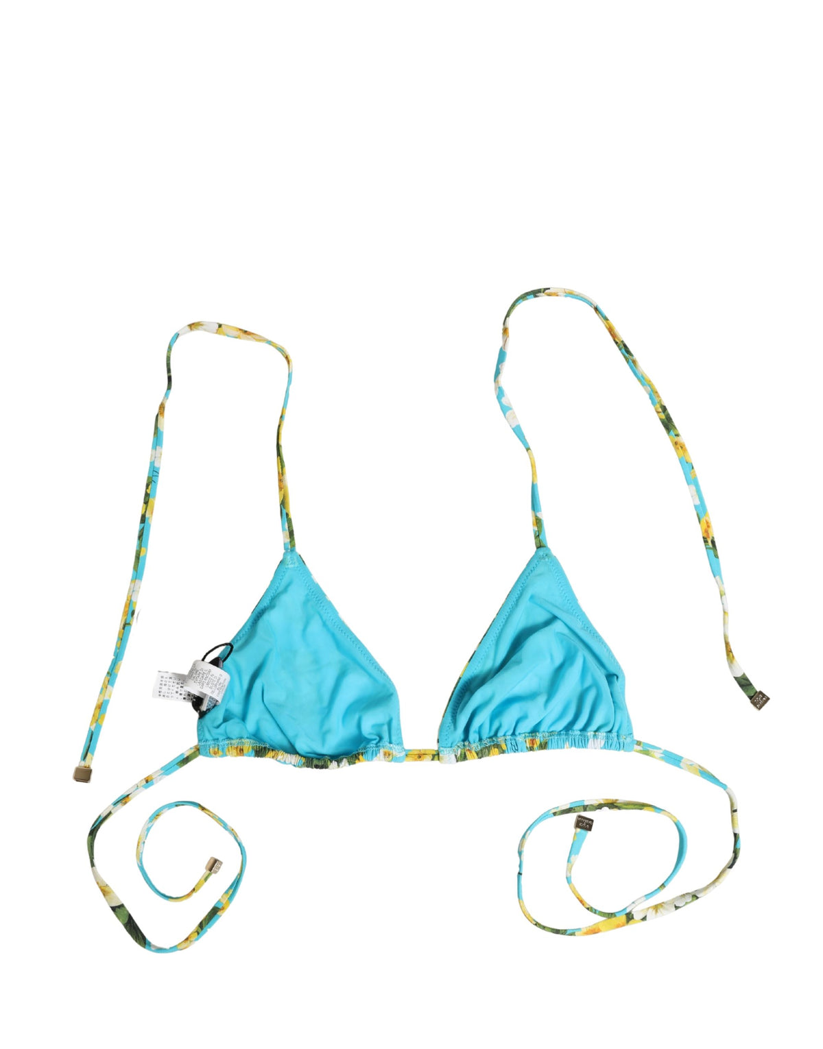 Dolce & Gabbana Women's Stretch Nylon Swimwear Top - Blue Yellow Floral Print