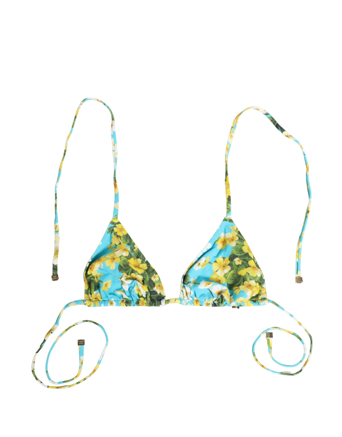 Dolce & Gabbana Women's Stretch Nylon Swimwear Top - Blue Yellow Floral Print