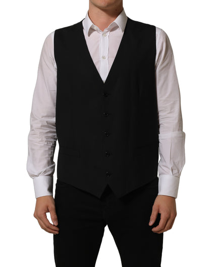 Dolce & Gabbana Men's Virgin Wool Viscose & Cupro Vest - Black