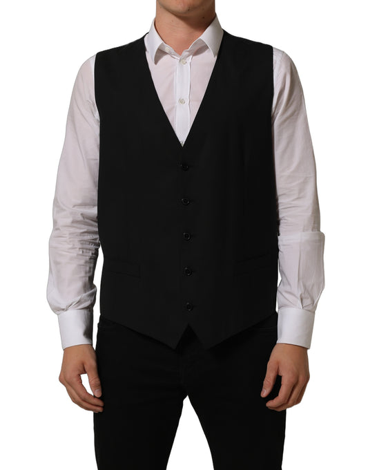Dolce & Gabbana Men's Virgin Wool Viscose & Cupro Vest - Black