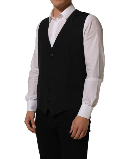 Dolce & Gabbana Men's Virgin Wool Viscose & Cupro Vest - Black