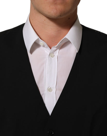 Dolce & Gabbana Men's Virgin Wool Viscose & Cupro Vest - Black
