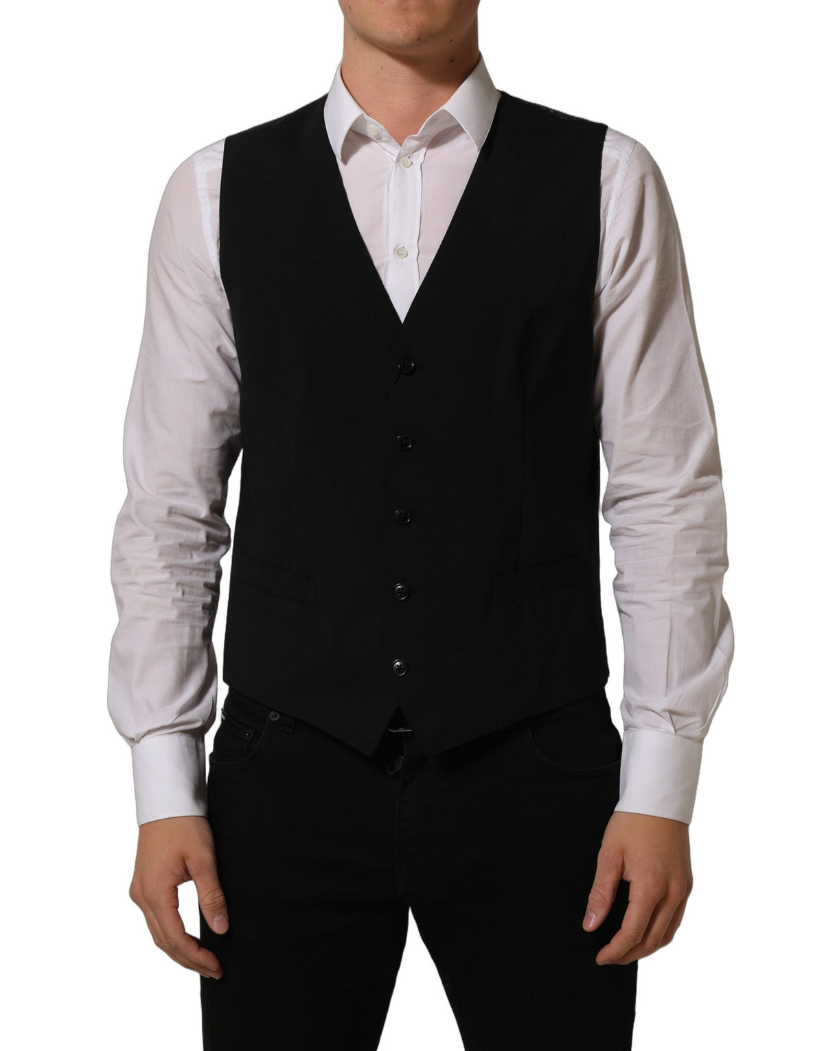 Dolce & Gabbana Men's Virgin Wool Viscose & Cupro Vest - Black