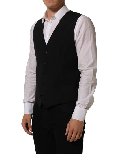 Dolce & Gabbana Men's Virgin Wool Viscose & Cupro Vest - Black