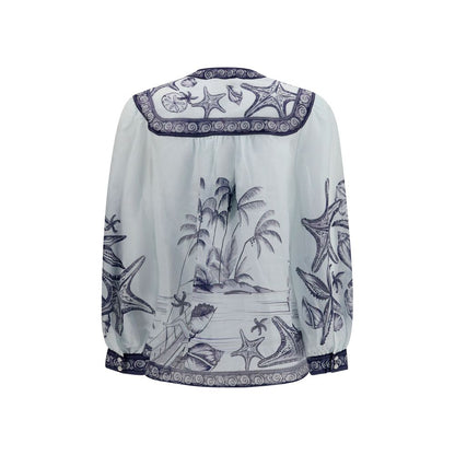 FARM RIO White Ramie Blouse