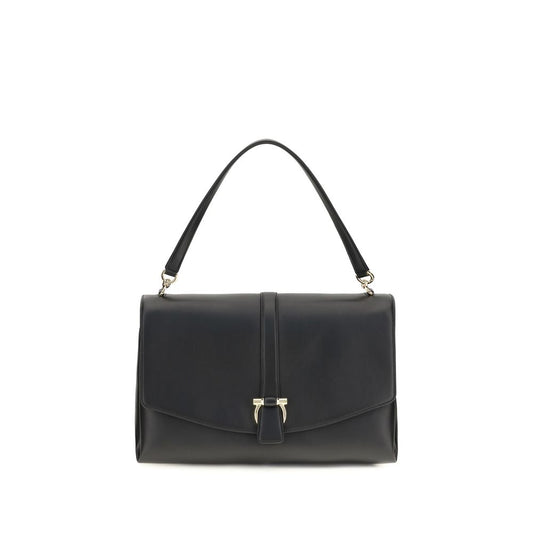 Large Shoulder Flap Clutch Bag by Ferragamo for women in bos taurus calf leather black features a effortless chic silhouette with a secure flap, ample , and versatile shoulder-strap & handle for a effortless chic finish.
