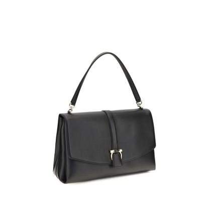 Large Shoulder Flap Clutch Bag by Ferragamo for women in bos taurus calf leather black features a statuesque silhouette, showcasing a secure flap and statuesque with versatile shoulder-strap & handle for a statuesque finish.