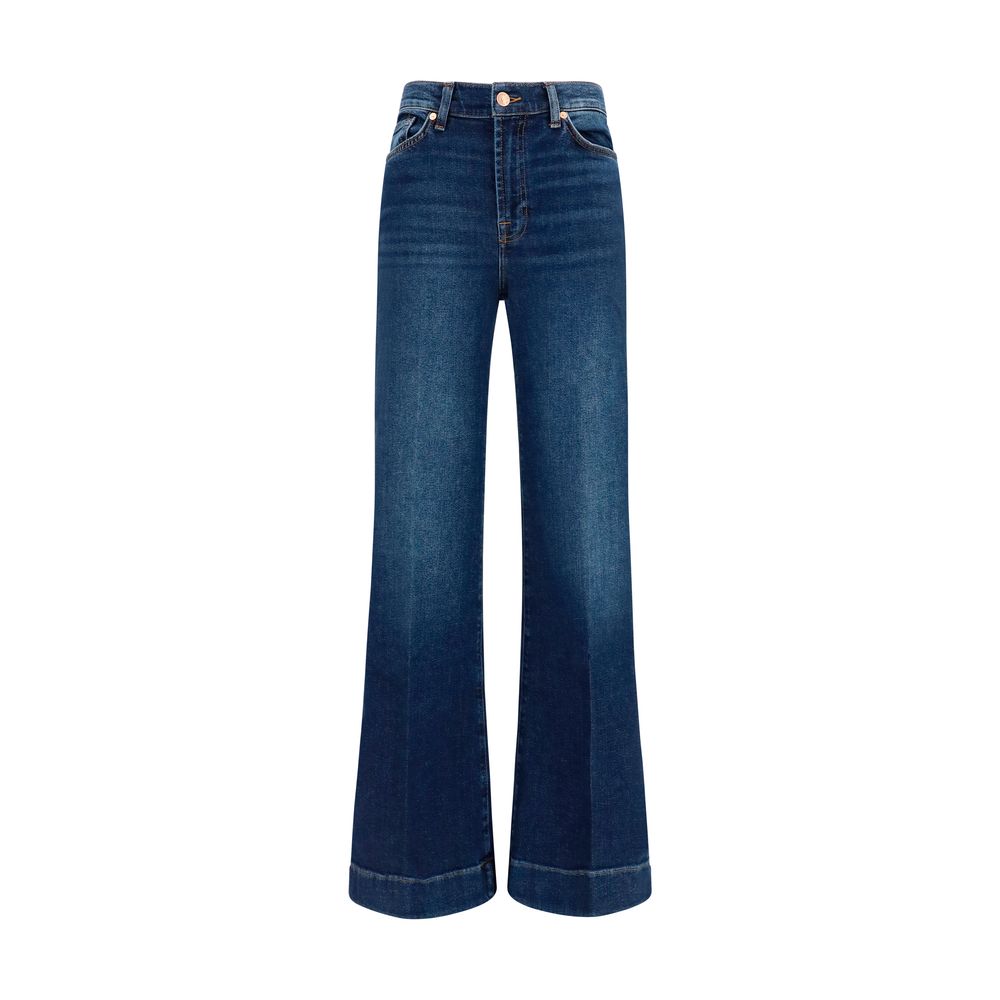 7FOR Blue Cotton Flared Jeans