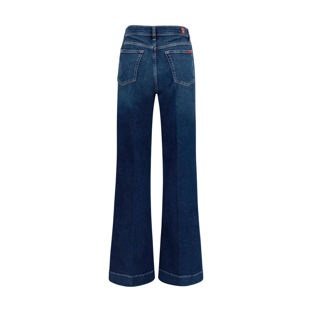 7FOR Blue Cotton Flared Jeans