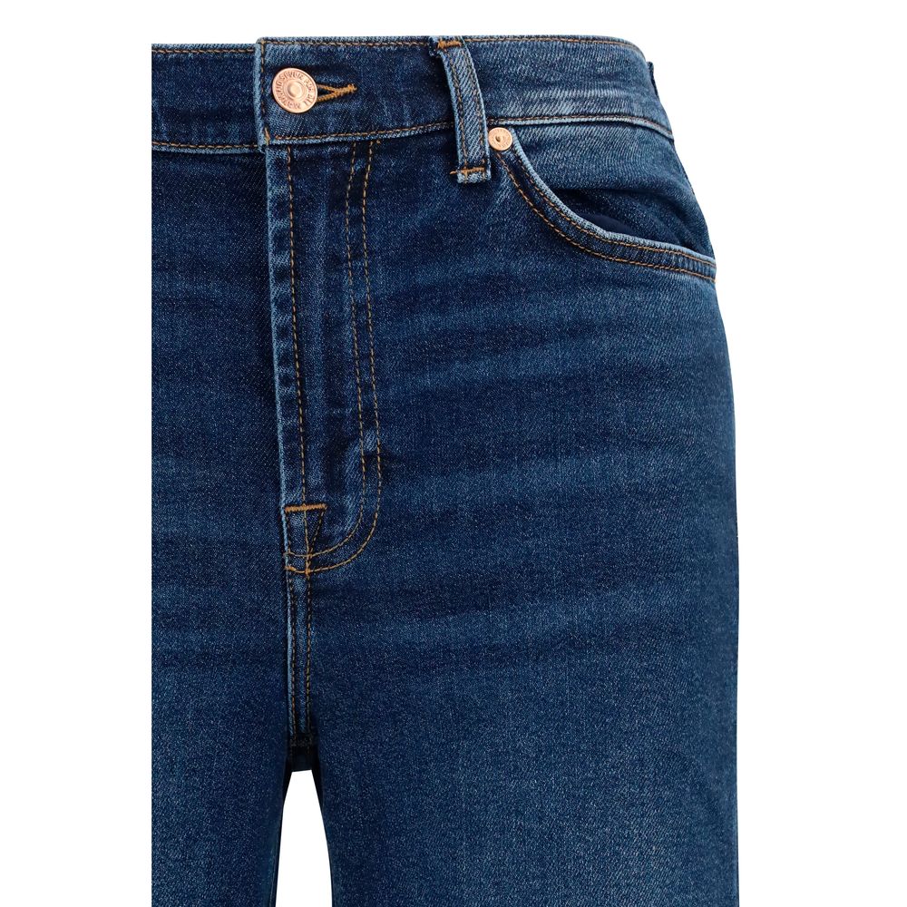 7FOR Blue Cotton Flared Jeans