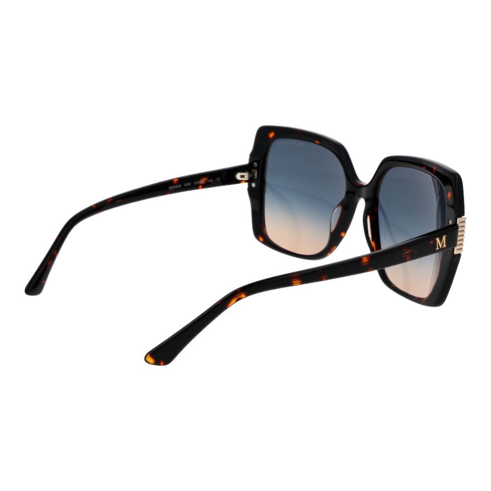 Sunglasses by Marciano by Guess for women in acetate & metal brown features an lustrous butterfly full-rim frame design with brown coloured frame detailing and gradient category-3-dark-tint lens for a lustrous aesthetic.
