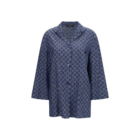 Gucci Blue Cotton Full-Length Jacket
