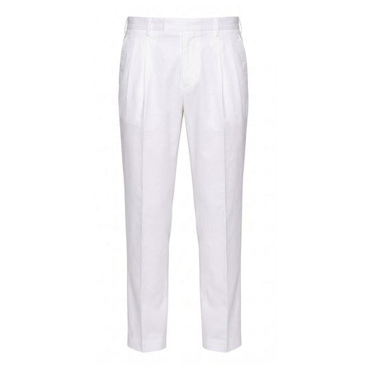 Malo White Cotton Men Pant