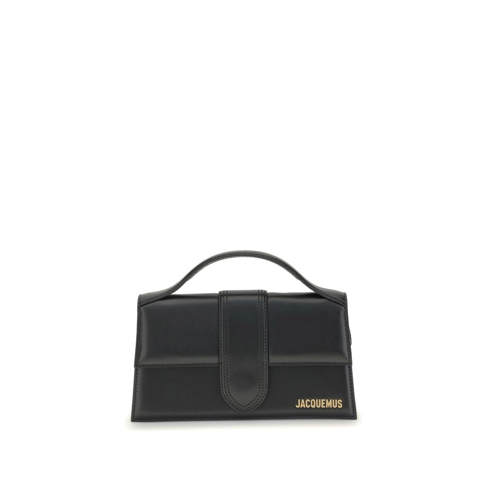 Large Flap Handbag by Jacquemus for women in bos taurus calf leather black features an refined silhouette, showcasing a secure flap & magnetic, ample cardholder, and versatile shoulder-strap & handle for a sophisticated refined aesthetic.