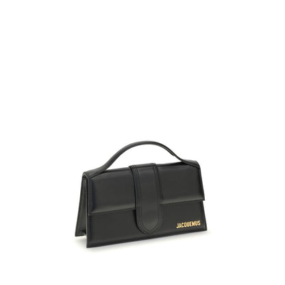 Large Flap Handbag by Jacquemus for women in bos taurus calf leather black features a signature silhouette, showcasing a secure flap & magnetic and signature cardholder with versatile shoulder-strap & handle for a sophisticated look.
