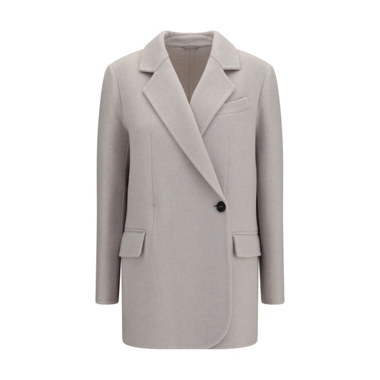 Brunello Cucinelli White Wool Oves Aries Full-Length Jacket