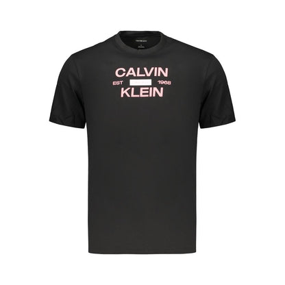 T-Shirt by Calvin Klein for men in cotton black & print features an edgy silhouette, meticulously detailed with a sophisticated and crew neckline for a truly edgy finish.