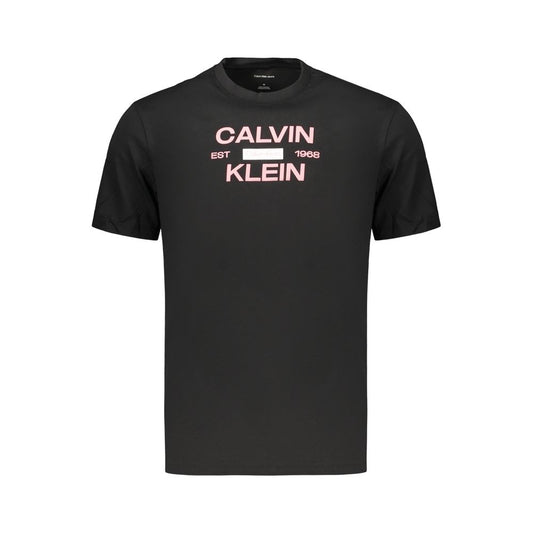 T-Shirt by Calvin Klein for men in cotton black & print features an edgy silhouette, meticulously detailed with a sophisticated and crew neckline for a truly edgy finish.
