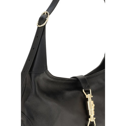 Medium Shoulder Bag by Gucci for women in bos taurus calf leather black, gold, natural & signature presents a statuesque silhouette, showcasing a secure zipper and statuesque with versatile shoulder-strap & adjustable-strap for a sophisticated look.