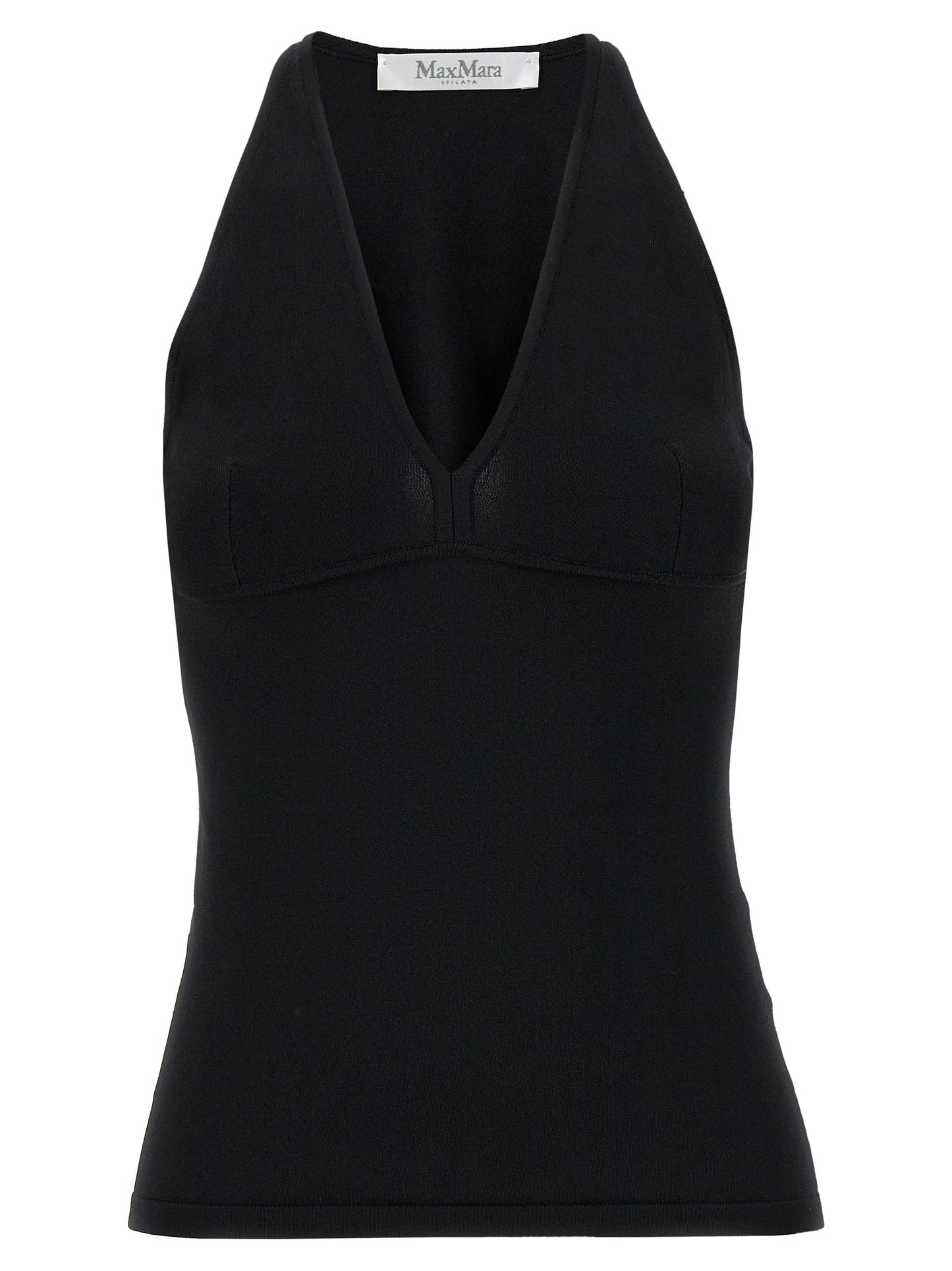 Max Mara Black Viscose Sleeveles T-Shirt