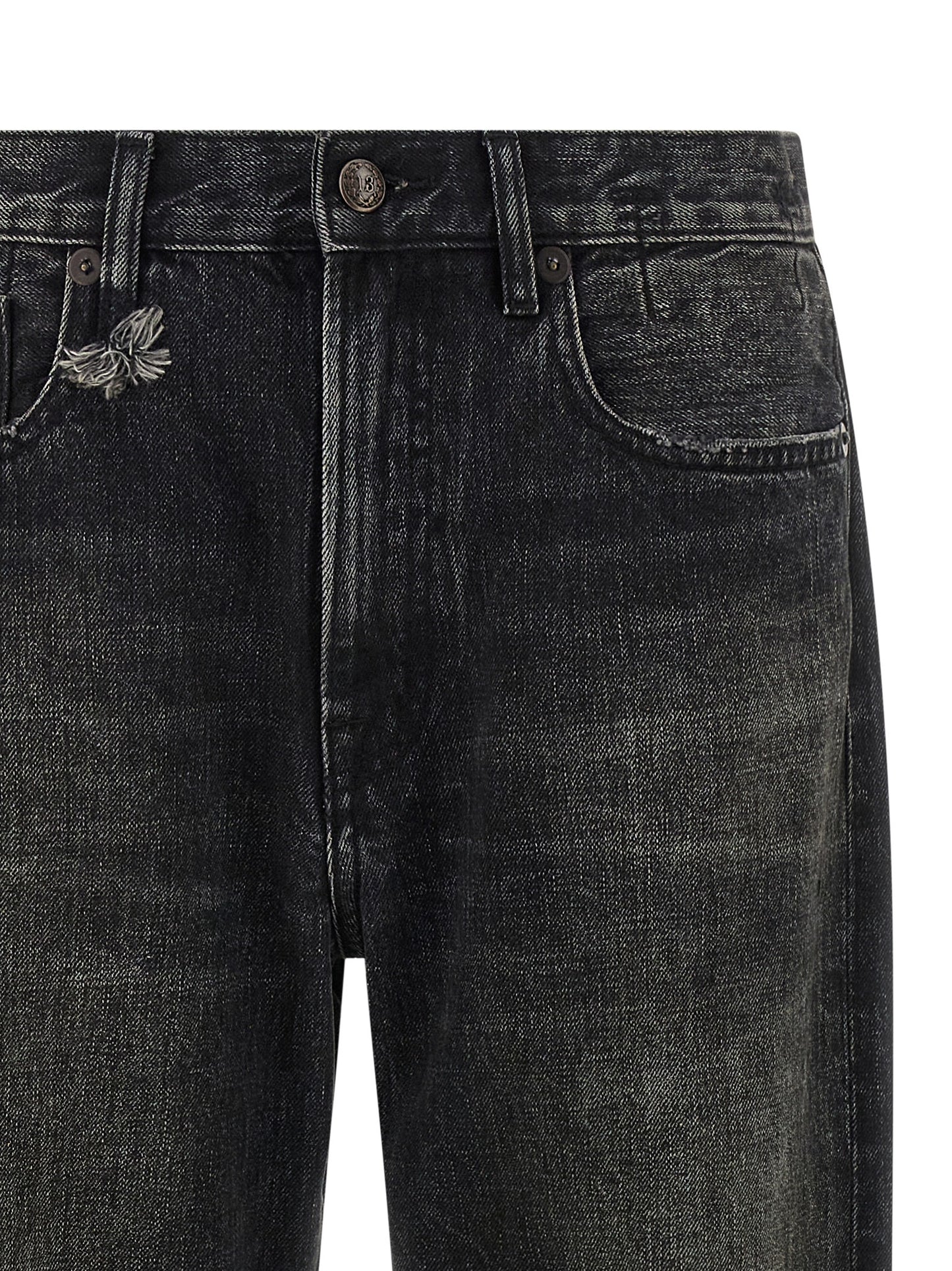 R13 Black Cotton Straight-Leg Jeans