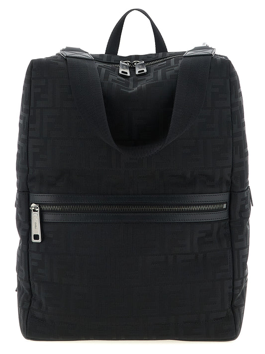 Backpack by Fendi for men in calf leather black features a architectural Lui Calf Leather Backpack design with a secure , ample , and versatile backpack-strap & adjustable-strap for a architectural finish.