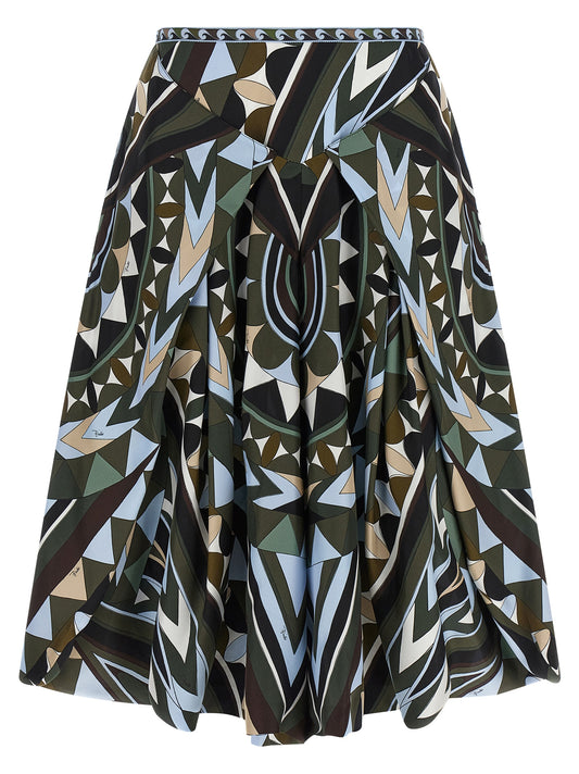 Emilio Pucci Multicolor Silk Midi Skirt