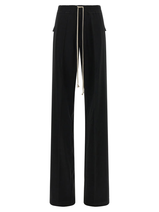 Casual Pants by Rick Owens for women in acetate & viscose black features a refined silhouette with a refined wide, defined by a and a refined long for a refined finish.