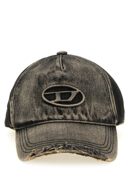 Diesel Denim Cotton Baseball Cap - Black Red