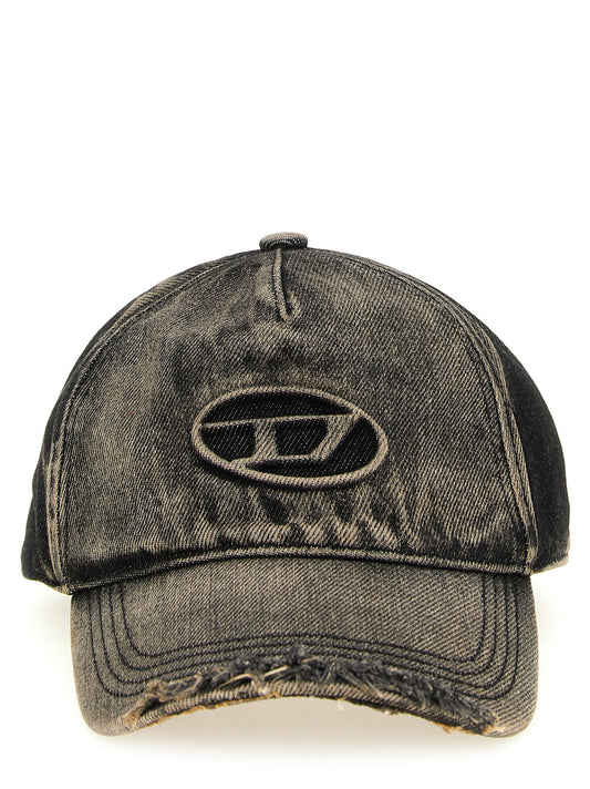 Baseball Cap by Diesel for men in denim cotton black & red presents a tailored silhouette, perfectly capturing the essence of Denim Cotton Baseball Cap with its tailored finish and superior craftsmanship.