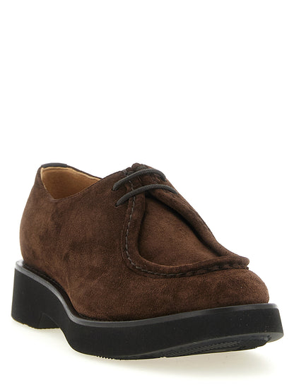 Derby Lace-Up Shoes by Church's for unisex in suede calfskin leather brown, gold & signature showcases a resplendent City Unisex Suede Calfskin Leather Derby Lace-Up Shoes aesthetic, defined by its resplendent and elegant .