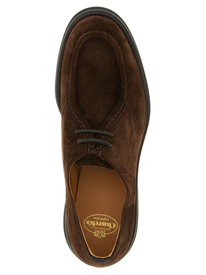 Derby Lace-Up Shoes by Church's for unisex in suede calfskin leather brown, gold & signature features an dynamic silhouette from the City Unisex Suede Calfskin Leather Derby Lace-Up Shoes collection, defined by a dynamic and for a dynamic look.