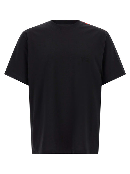 T-Shirt by Y-3 for men in cotton gradient, black, red & striped features a plush silhouette, showcasing a sophisticated and for a truly plush finish.