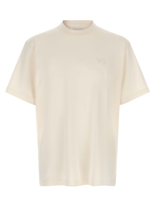 T-Shirt by Y-3 for men in cotton white features an on trend silhouette, perfectly showcasing a on trend short-sleeve and crew neckline for an elevated aesthetic.