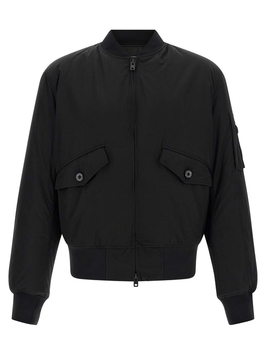 Bomber Jacket by Y-3 for men in polyamide twill black features an on trend silhouette, showcasing refined pockets and a sophisticated for a truly on trend finish.