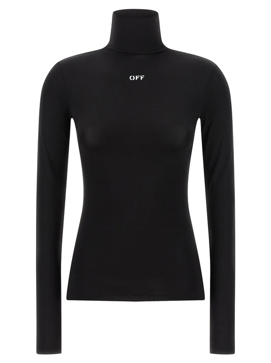 Cardigan by Off-White for women in stretch fabric & acetate black & white features an crisp silhouette, showcasing a sophisticated high-neck neckline and long-sleeve detail for a truly crisp finish.
