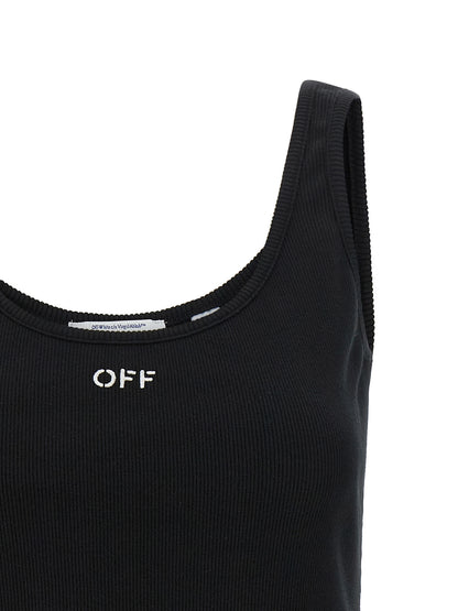 Off-White Black Cotton Tank Tops
